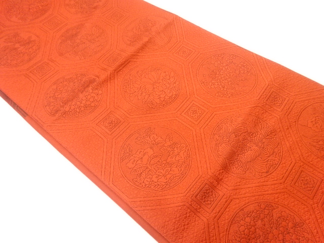 JAPANESE NAGOYA OBI / WOVEN FLOWER SHOKKOMON PATTERN
